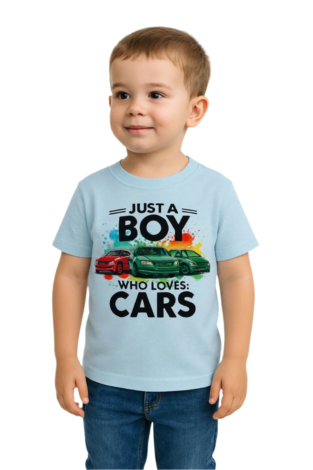 Just a Boy Who Loves Cars T-Shirt – Kids Cotton Tee