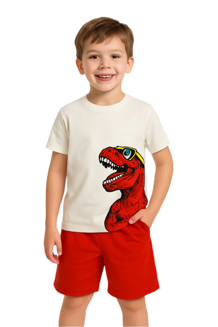 Cool Dino Summer Set – T-Shirt & Shorts for Boys