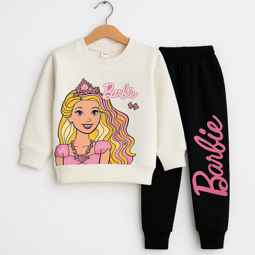 Barbie Print Sweatshirt and Jogger Set for Girls