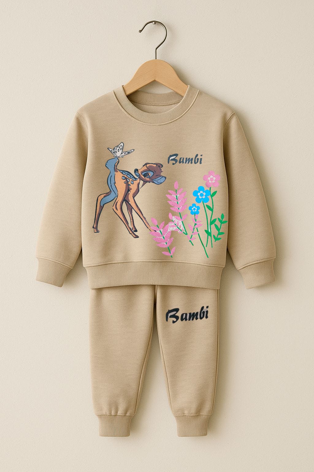 Kids' Bambi Cozy Sweatshirt & Joggers Set – Beige