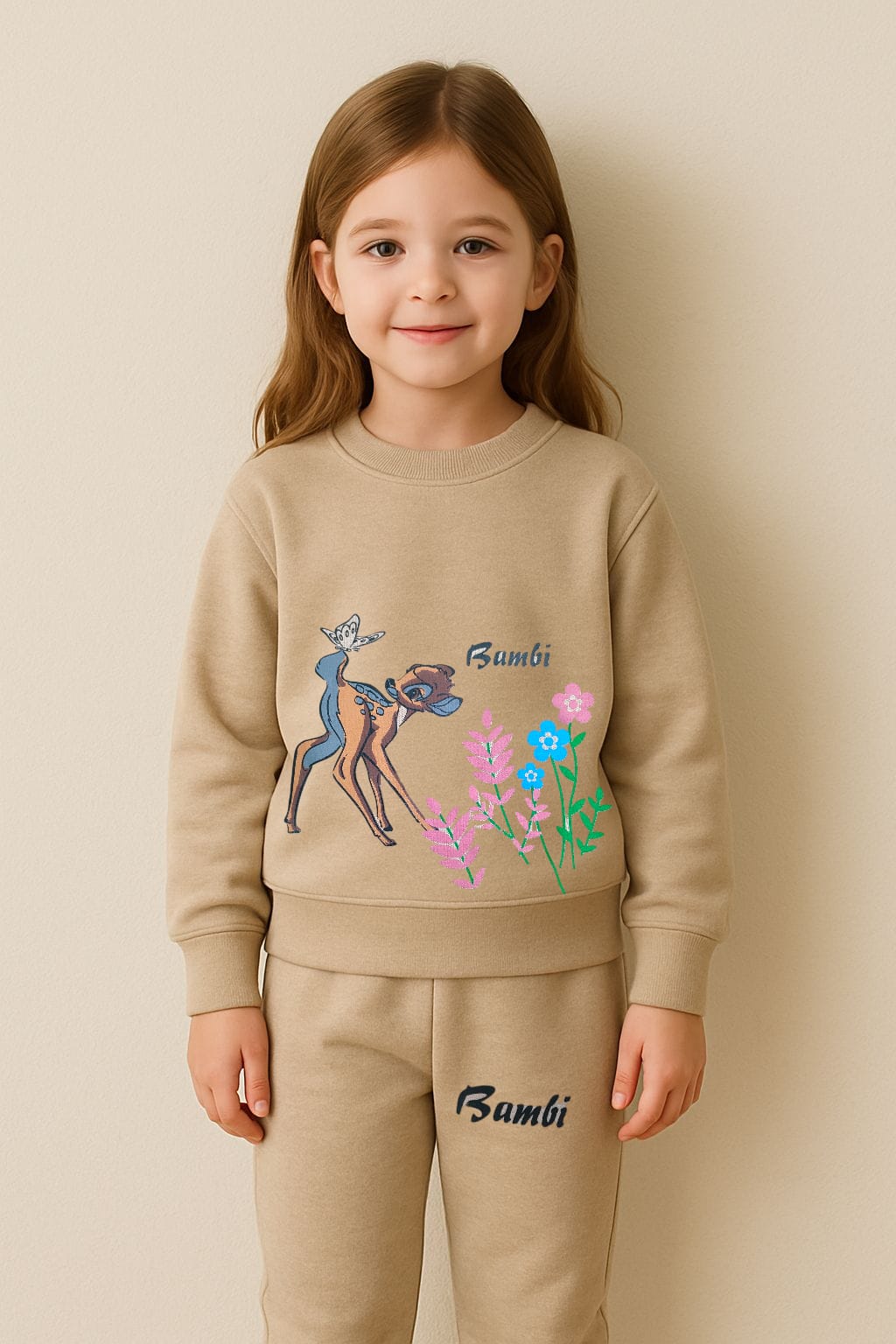 Kids' Bambi Cozy Sweatshirt & Joggers Set – Beige