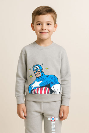 Kids' Captain America Sweatshirt & Joggers Set – Light Grey