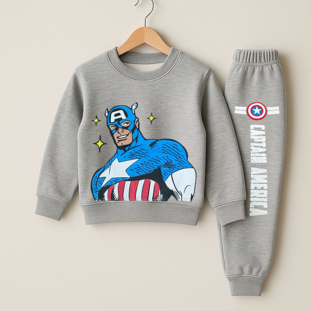 Kids' Captain America Sweatshirt & Joggers Set – Light Grey