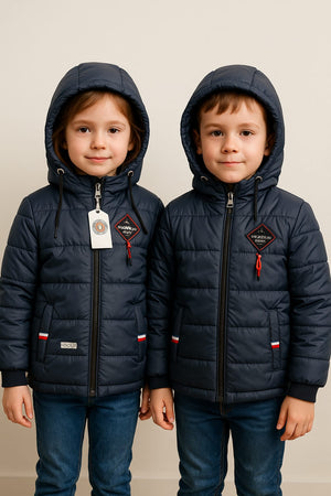 Cool Kids' Navy Puffer Bomber - Ready for Adventure