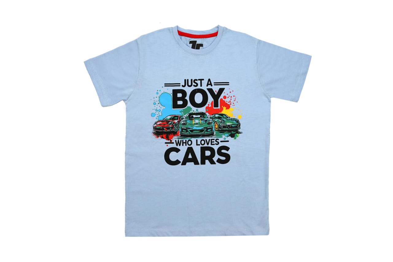 Just a Boy Who Loves Cars T-Shirt – Kids Cotton Tee